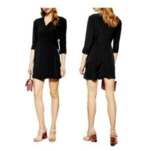 NWT Topshop Black Wrap Mini Dress Size 8